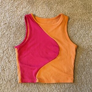 SHEIN Pink and Orange Colorblock Crop Top